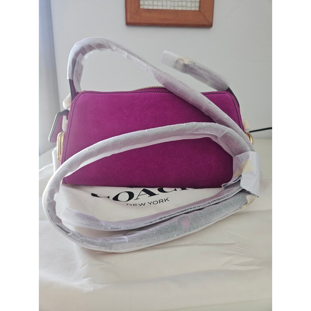 Turnlock Haversack Bag 27 in Magenta Suede - Picture 6 of 7
